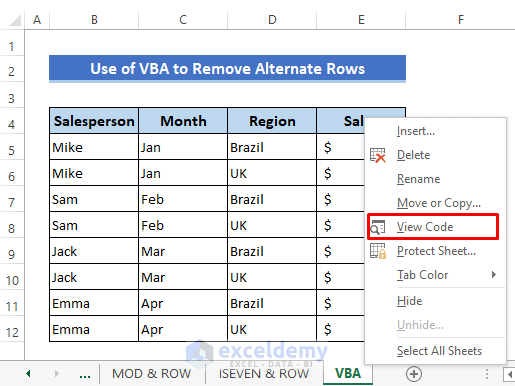VBA Macros in Excel to Remove Alternate Rows