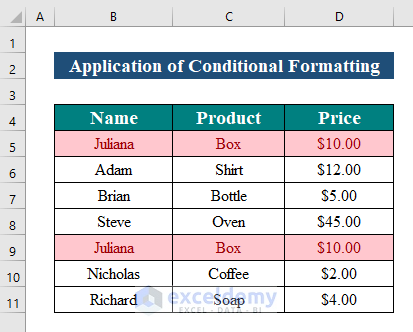 Use Conditional Formatting to Delete Duplicate Columns in Excel