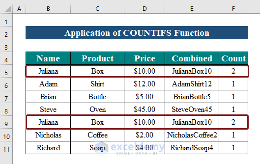 Use the COUNTIFS Function 