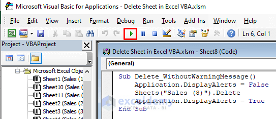 Delete Worksheet without Any Warning Message