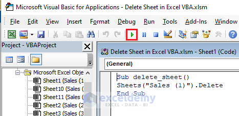 Delete an Excel Sheet Using the Sheet Name in Excel VBA