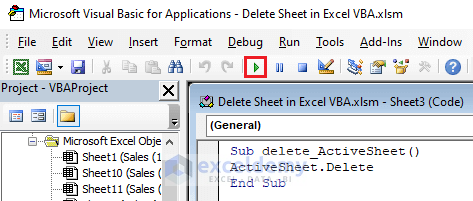 Delete the Active Sheet in Excel Using VBA