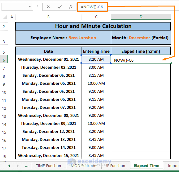 Elapsed time-How to Calculate Hours and Minutes for Payroll in Excel