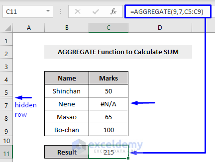 AGGREGATE Function to Calculate SUM in Excel