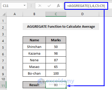 AGGREGATE Function to Calculate AVERAGE in Excel