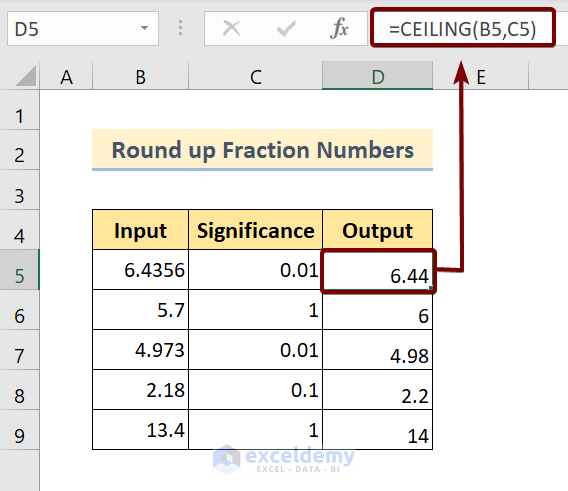 How To Use Ceiling Function In Excel