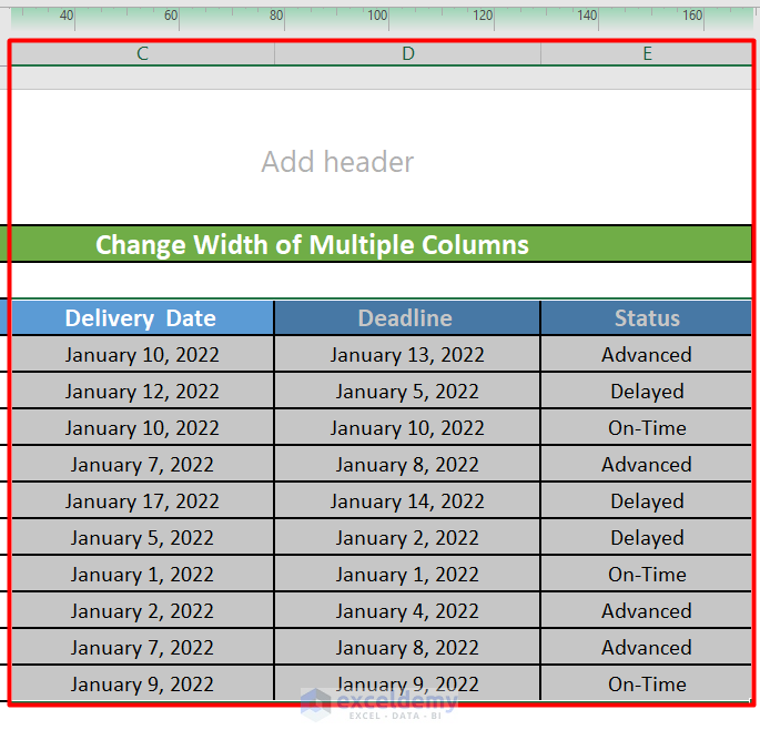 Column Width is Changed