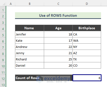 How to Count Rows with a Formula in Excel (5 Methods) - ExcelDemy