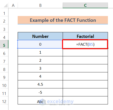 FACT Function in Worksheet