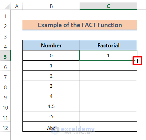 FACT Function in Worksheet