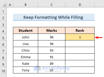 Keep Formatting While Filling a Series in Excel