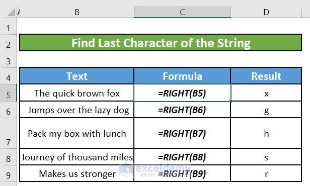 RIGHT Function to Extract Specific Number of Characters