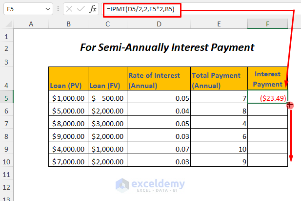 semi-annually interest payment