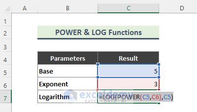 Application of LOG and POWER Functions in Excel