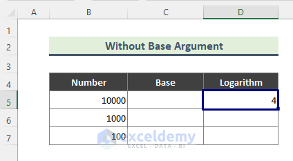 Apply Excel LOG Function Without Base Argument 