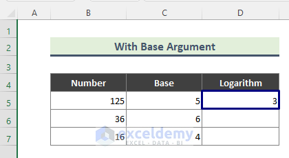 Use LOG Function With Base Argument in Excel