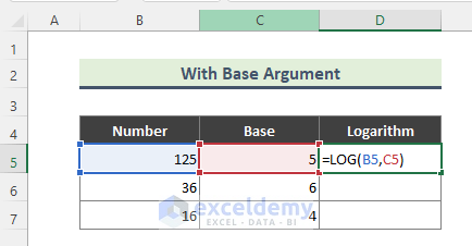 Use LOG Function With Base Argument in Excel