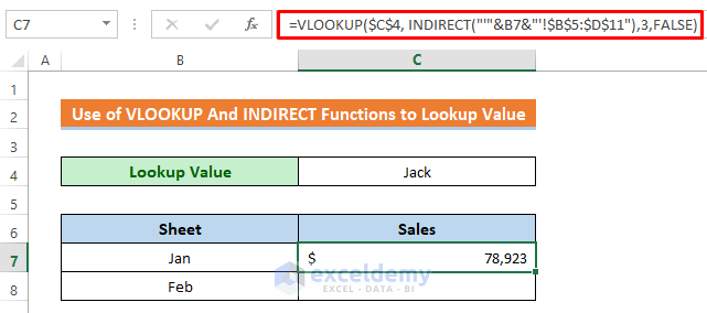 VLOOKUP And INDIRECT Functions to Lookup Value From Another Sheet