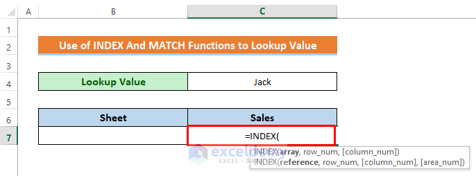 INDEX and MATCH Functions to Lookup Value from Another Sheet