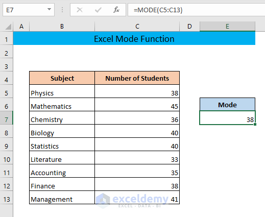 Excel mode function