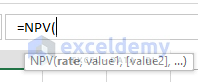 Excel NPV Function Syntax