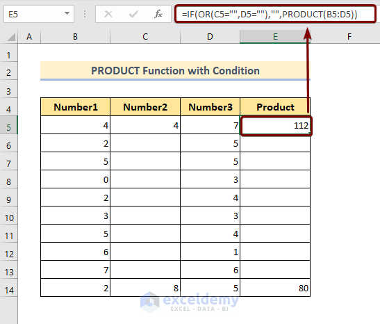 PRODUCT Function with Condition