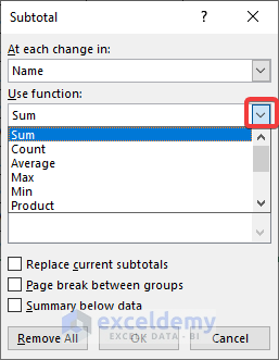 Use of SUBTOTAL Function in Excel
