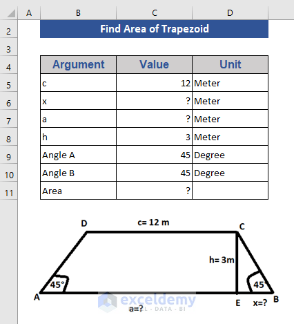 Calculate the Area of a Trapezoid Using Excel TAN Function