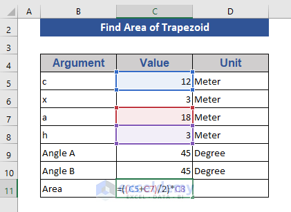 Calculate the Area of a Trapezoid Using Excel TAN Function