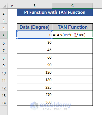 Use PI Function with TAN Function