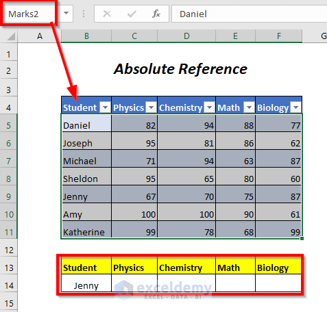 Excel Table Reference