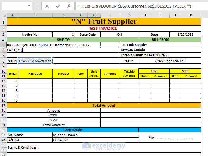Excel invoice format GST