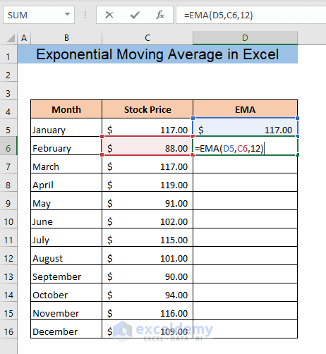 exponential moving average in excel