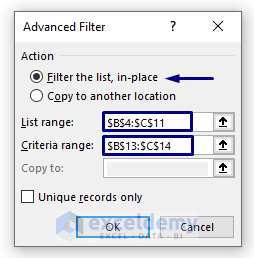 Apply Advanced Filter Option to Return Multiple Values