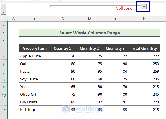 How to Expand and Collapse Column Grouping