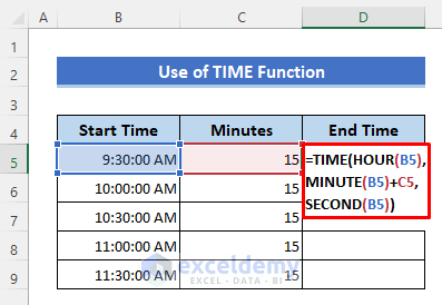 TIME Function to Add Minutes to Time