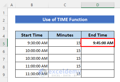 TIME Function to Add Minutes to Time