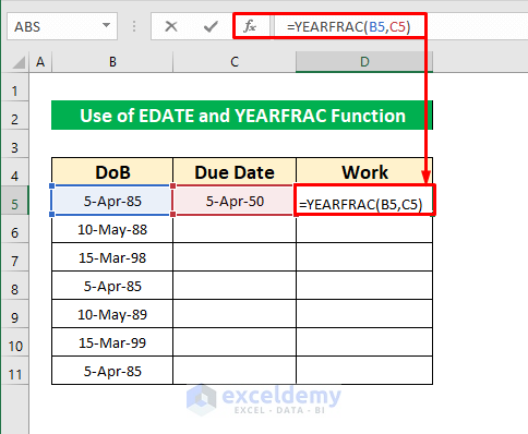EDATE and YEARFRAC Function