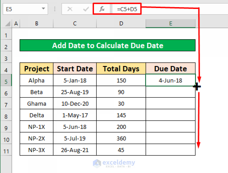How To Calculate Due Date With Formula In Excel Ways ExcelDemy