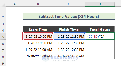Get Total Hours If Time Value Difference is More Than 24 Hours