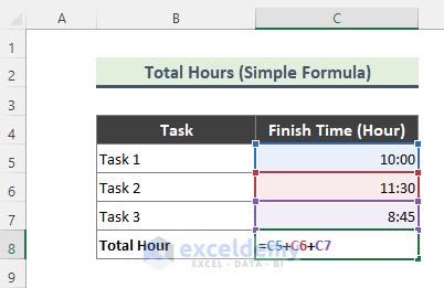 Add Time Values to Find Total Hours in Excel 