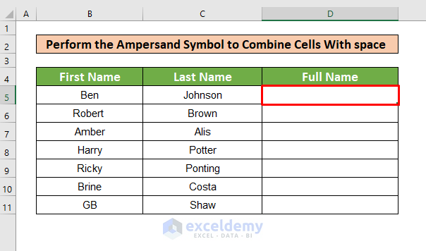 Perform the Ampersand Symbol to Combine Cells with Space