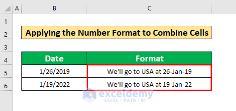 Apply the Number Format to Combine Cells in Excel
