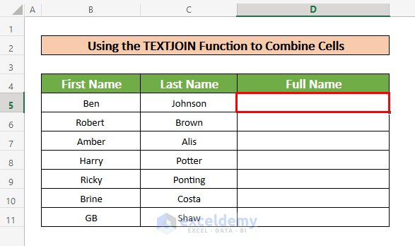 Using the TEXTJOIN Function to Combine Cells in Excel