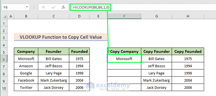 Use VLOOKUP Formula to Copy Cell Value in Excel
