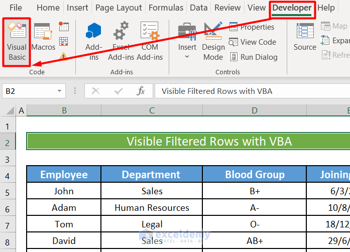 Remove Visible Filtered Rows with VBA