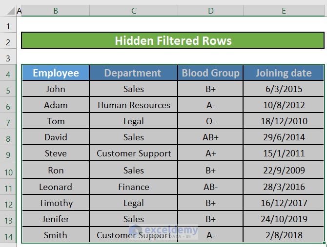 Delete Hidden Filtered Rows Using the Inspect Document Feature