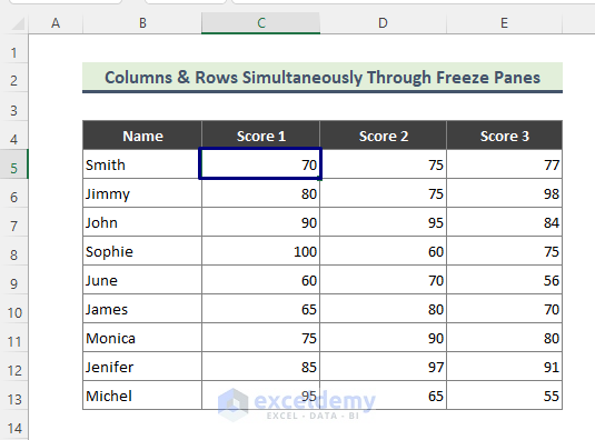 Freeze Rows and Columns Simultaneously