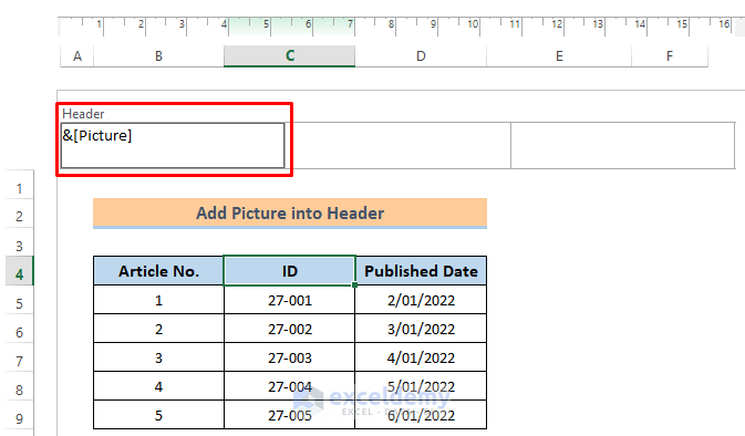 Insert a Picture in an Excel Header