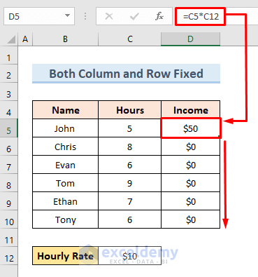 Both Column and Row Reference of a Cell Fixed